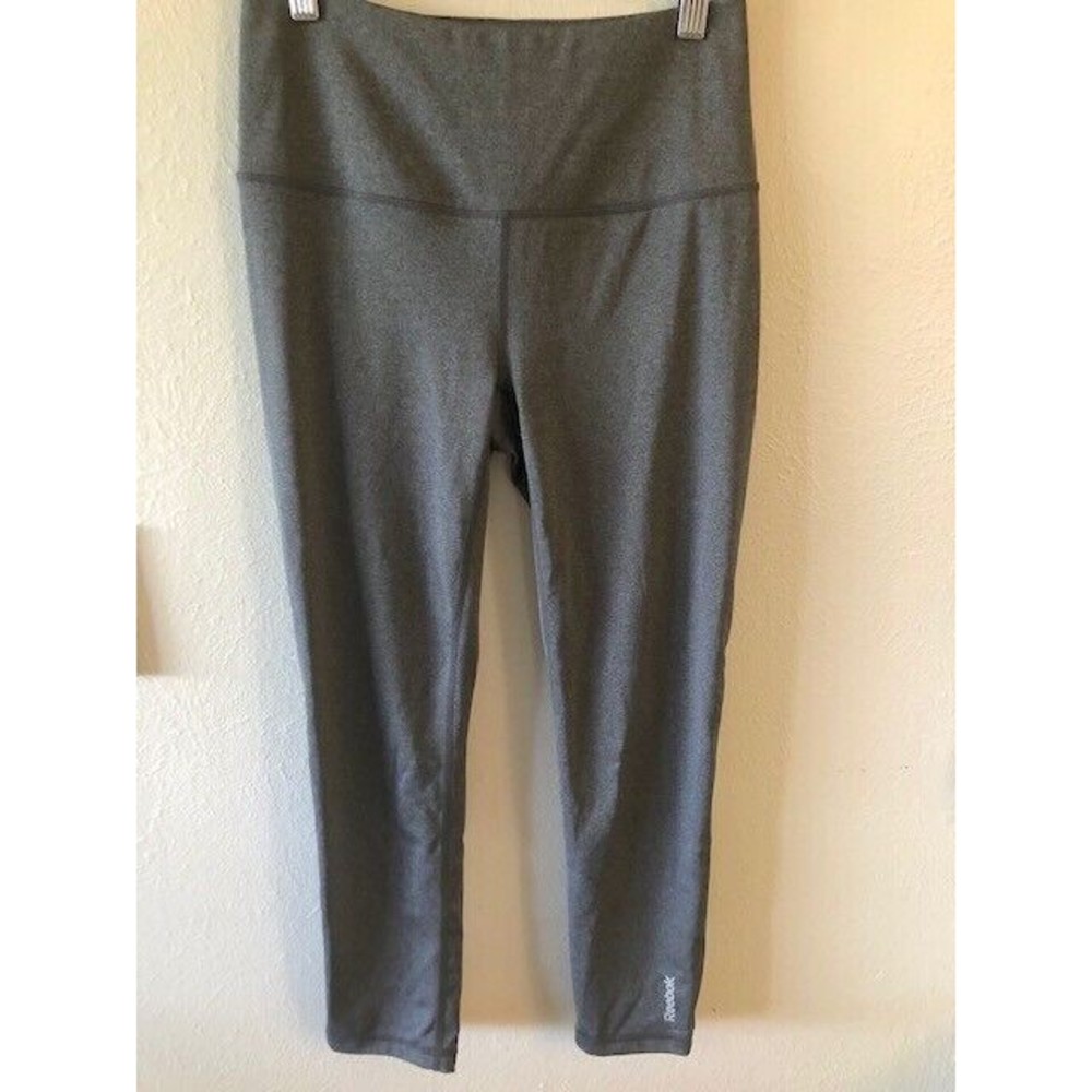 Reebok Leggings Women's Small Athletic Crop Gray Stretch Logo